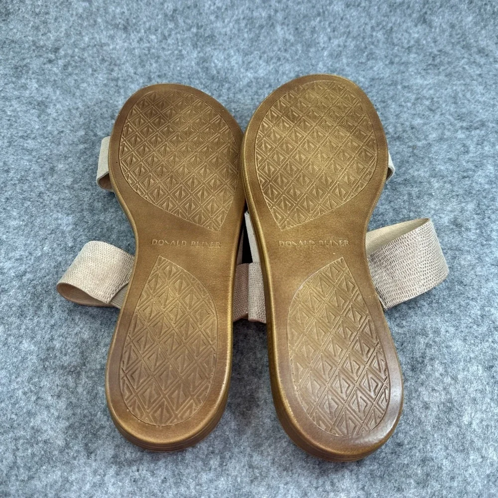 Donald Pliner Galena Womens 10M Sand Suede Elastic Thong Slide Sandals Beige Low
